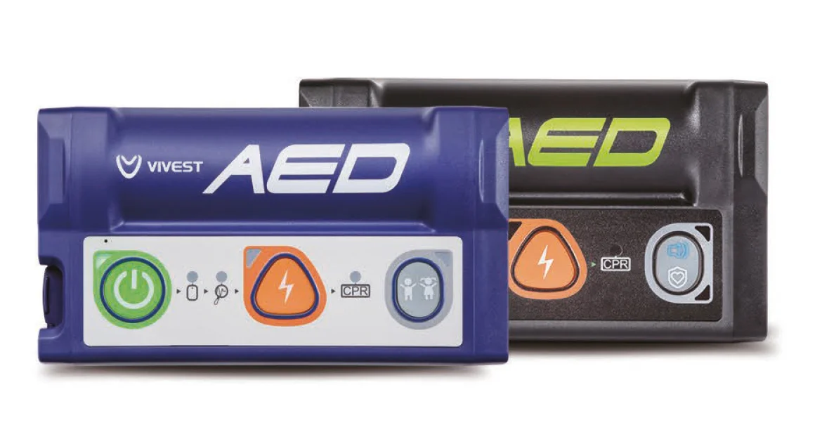Vivest Pocket AED detaljbild med knappar och kontrollpanel