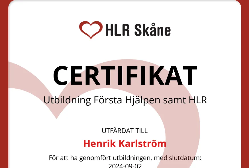 HLR Skåne diplom certifikat med blockchain-verifiering